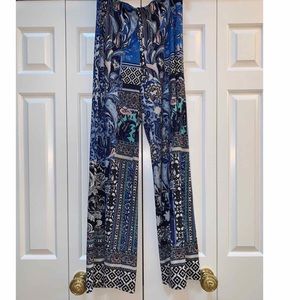 Chico’s Blue Paisley Pull-On Palazzo Pants